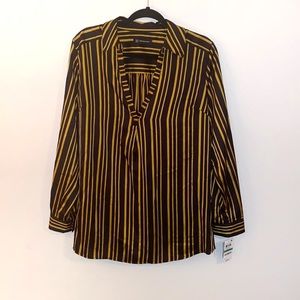 Inc Tunic Blouse, Black/Yellow, SZ L